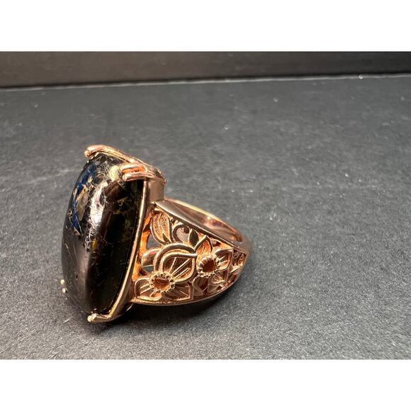 NEW Shungite in matrix ring in rose gold over brass size 9 - Picture 4 of 13